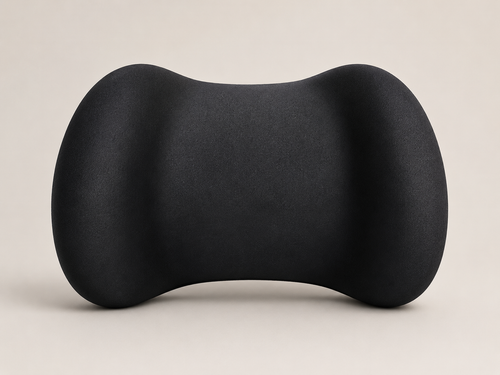 Coussin de soutien lombaire en mousse à mémoire de forme noir, vue de face
